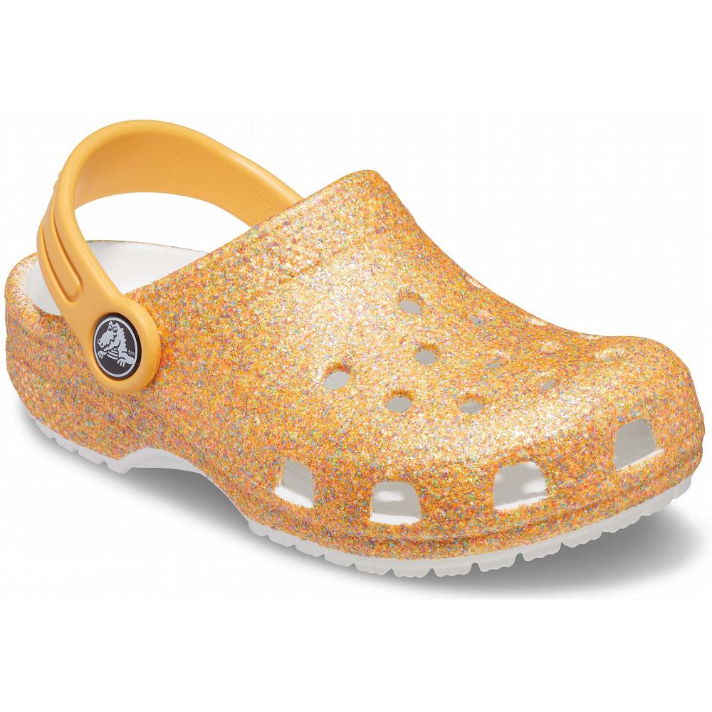 Gold Girls' Crocs Classic Glitter Clogs | NZ 1495DFMN